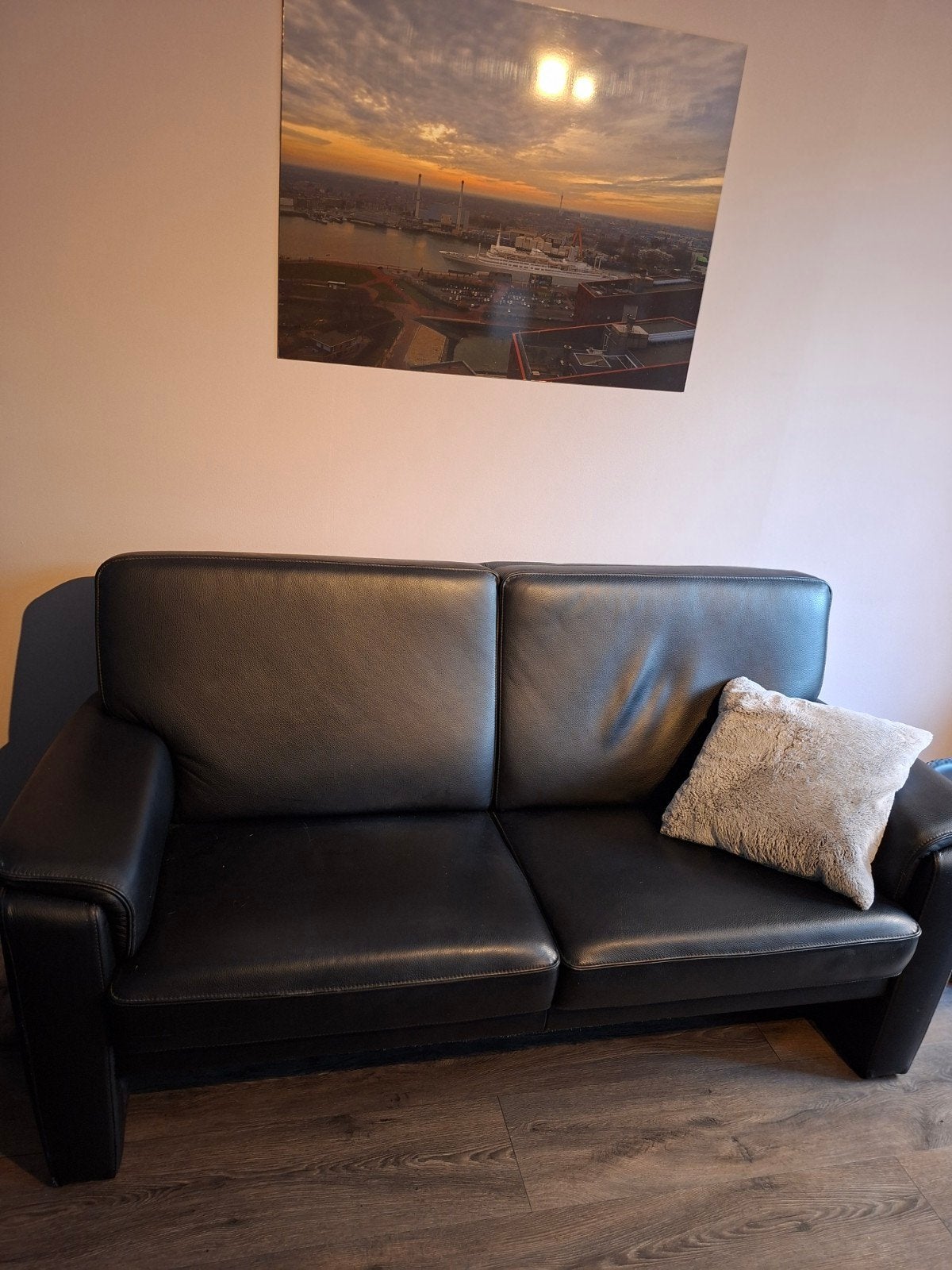 2 banken en 2 fauteuils, Huis en Inrichting, Ophalen, Tweepersoons, Leer, Zo goed als nieuw