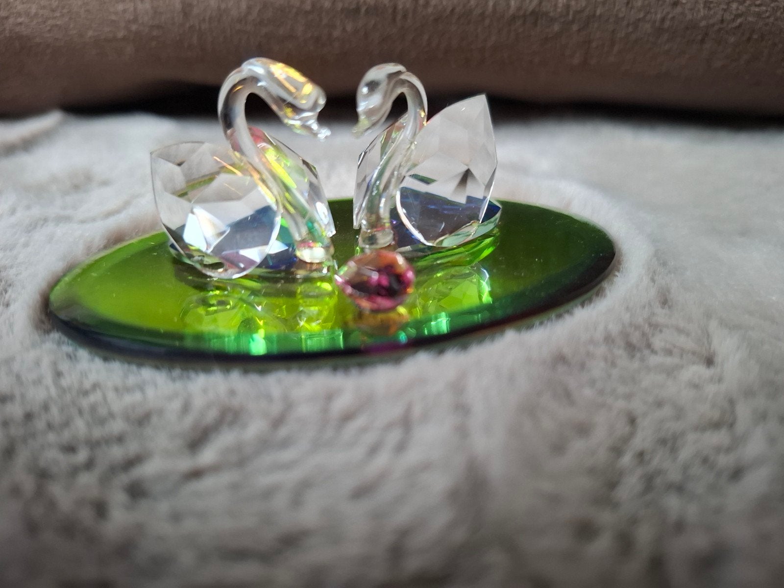 Swarovski Kristallen Zwanen op Spiegel, Ophalen of Verzenden