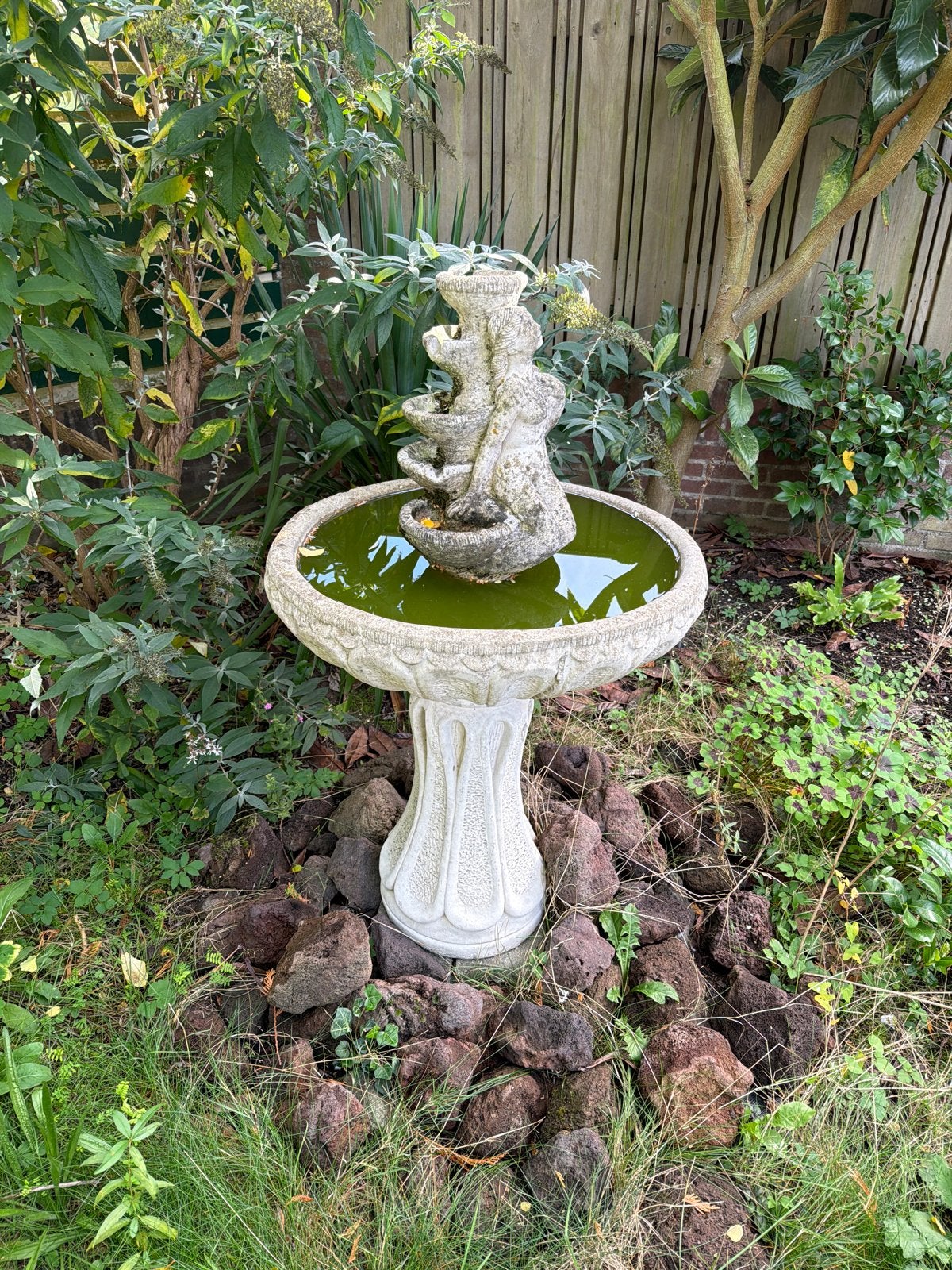 Tuinfontein met waterornament - Ophalen Waalre, Tuin en Terras, Ophalen, Gebruikt, Graniet, Waterornament