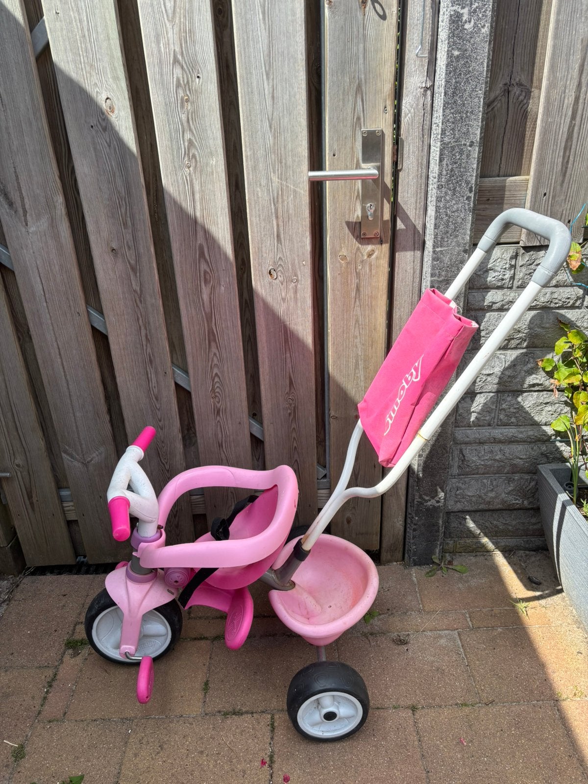 Smoby driewieler 3in1 roze, Fietsen en Brommers, Ophalen, Gebruikt, Duwstang