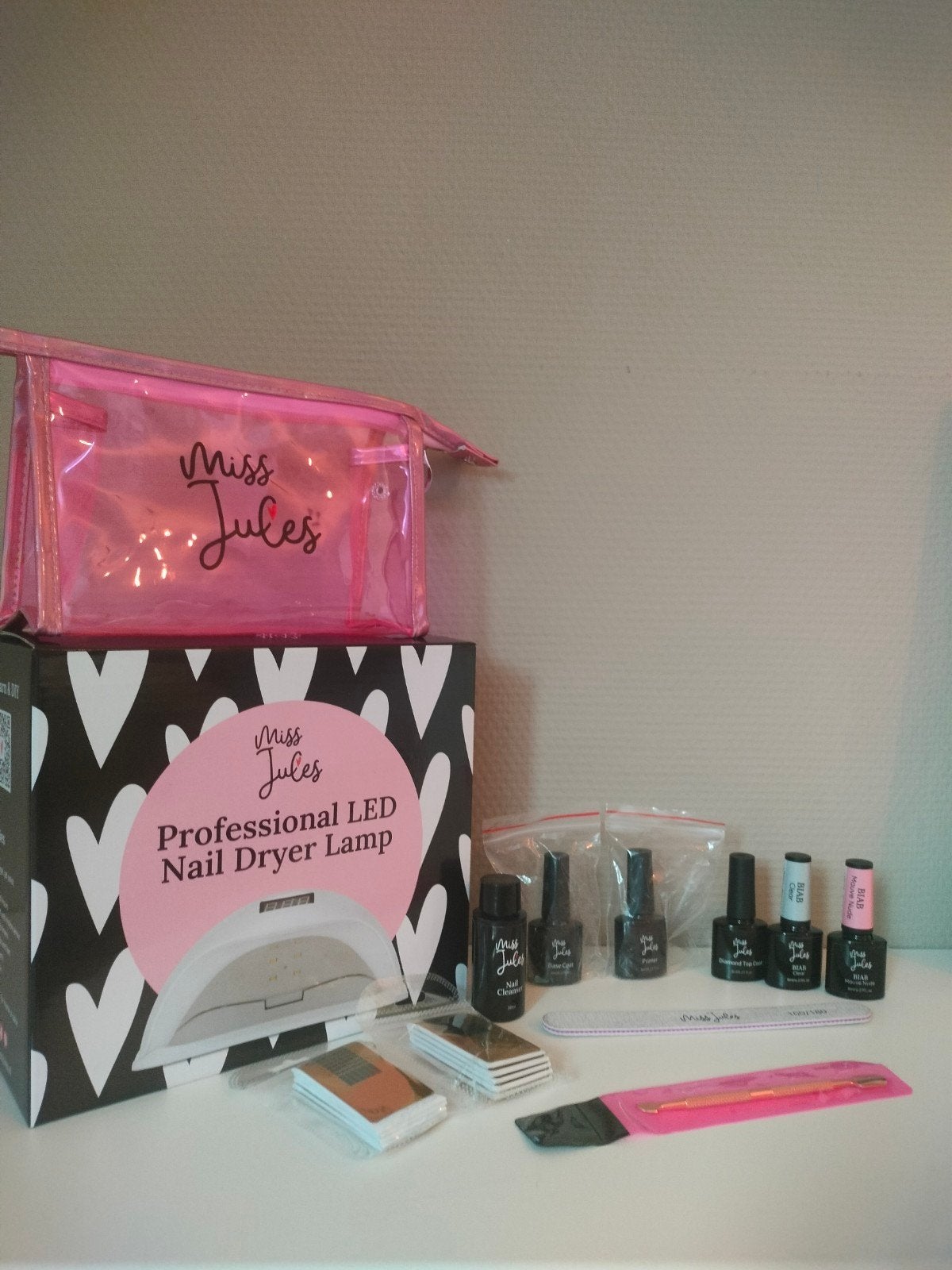Miss Jules Nagelset: LED lamp, BIAB, Base, Top Coat & meer!, Ophalen of Verzenden, Nieuw, Verzorging