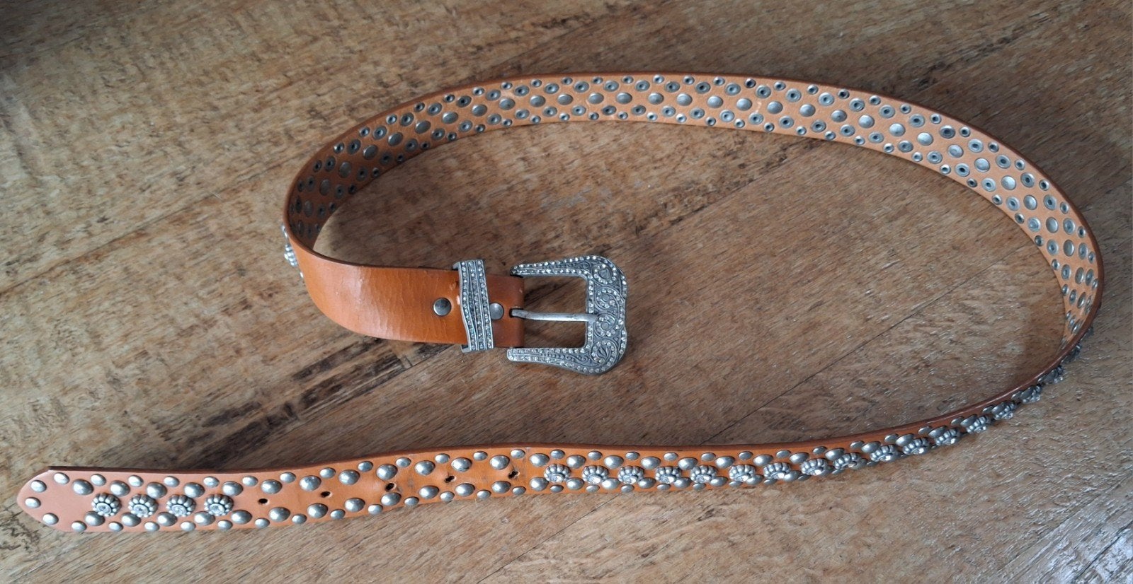 Leren riem uit de USA, Kleding | Dames, Ophalen of Verzenden, Zo goed als nieuw, Bruin, 100 cm of meer