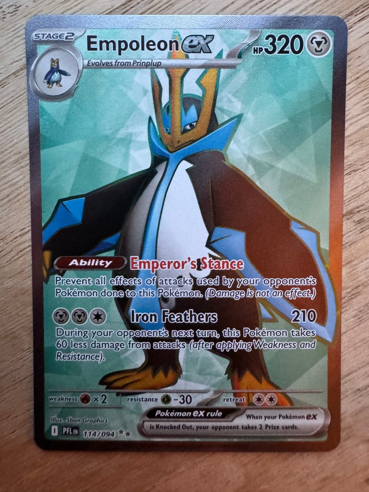 Empoleon EX 114/094 Pokemon Kaart - Zo goed als nieuw, Ophalen of Verzenden, Zo goed als nieuw, Losse kaart, Foil