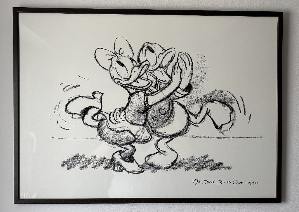 TE KOOP: Disney ingelijste print (litho) 1940, Ophalen, Personages en Fantasiefiguren, Ingelijst, Lithografie