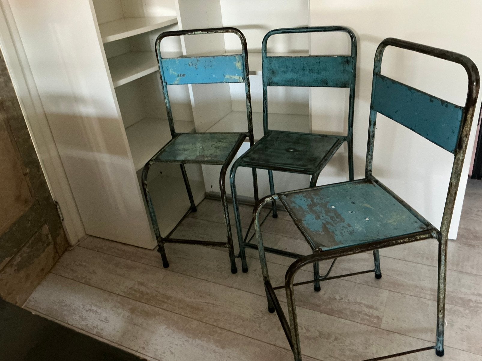 Bistro stoeltjes, Ophalen, Gebruikt, Metaal, Stapelbaar