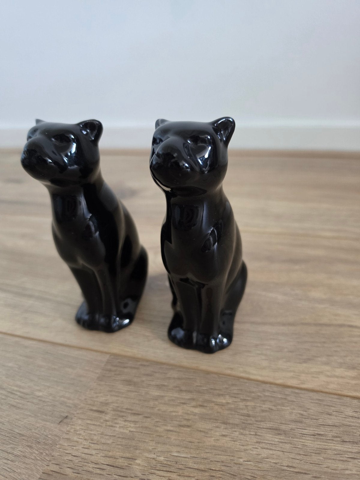 Set van twee zwarte panter beeldjes hoogglans, Ophalen of Verzenden, Dier
