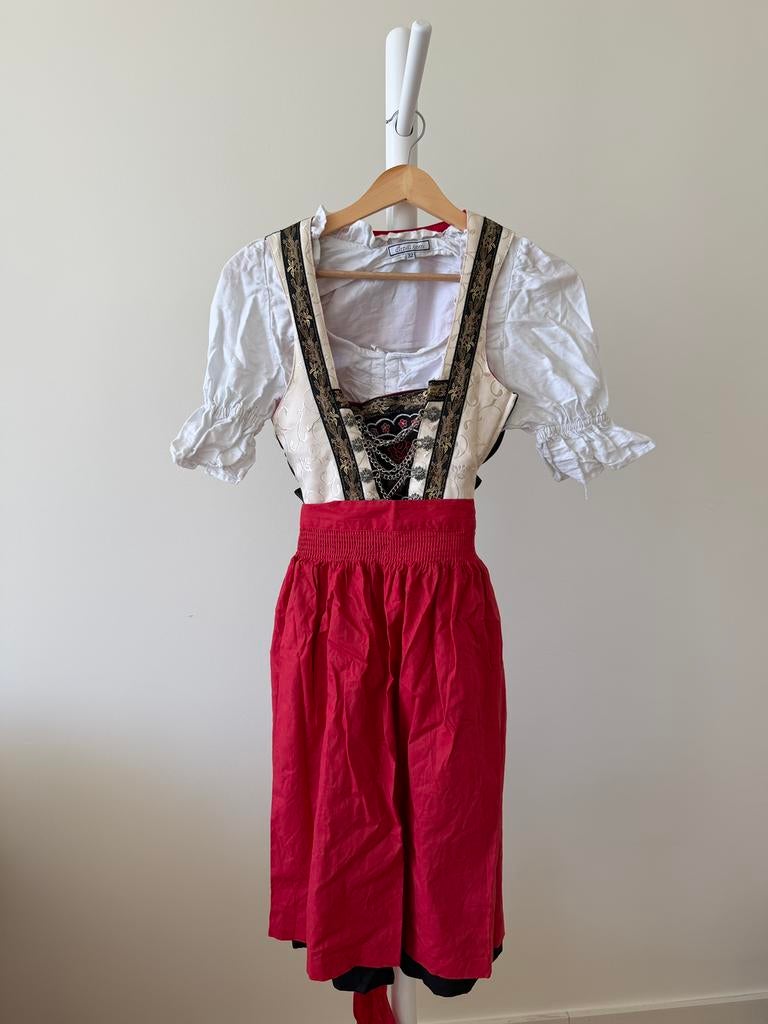 Red dirndl EU 36, Kleding | Dames, Ophalen of Verzenden, Zo goed als nieuw, Maat 36 (S), Carnaval