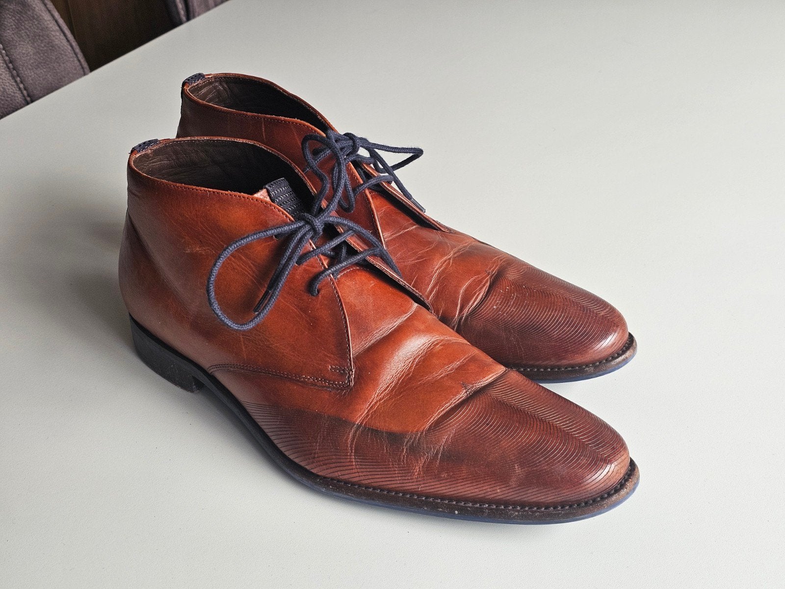 Floris van Bommel veterboots Cognac mt 10,5 # zeer netjes, Bruin, Boots, Floris van Bommel, Ophalen of Verzenden
