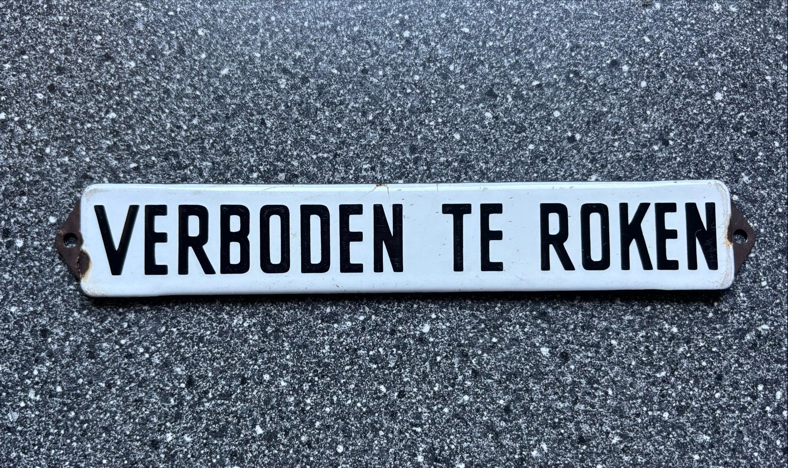 Emaille Reclamebord Verboden te Roken, Ophalen of Verzenden, Gebruikt, Reclamebord