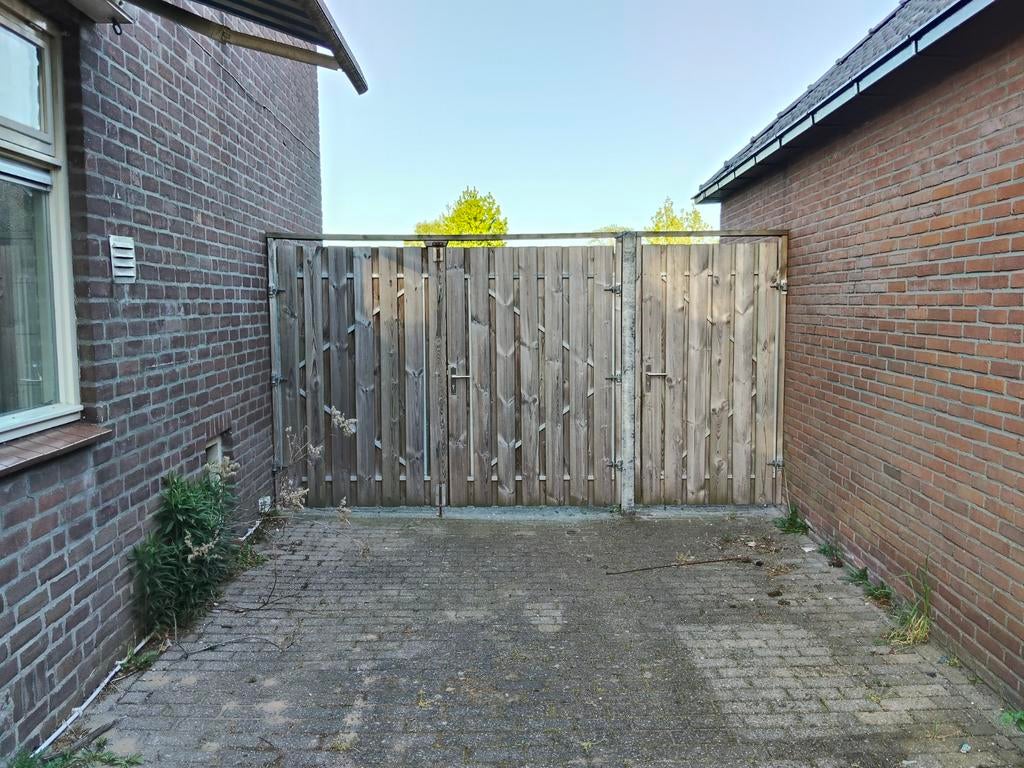 Houten tuinhek met poort - Gebruikt, Tuin en Terras, Tuinhekken en Hekwerk, Met poort, Gebruikt, Ophalen of Verzenden, Tuinhek