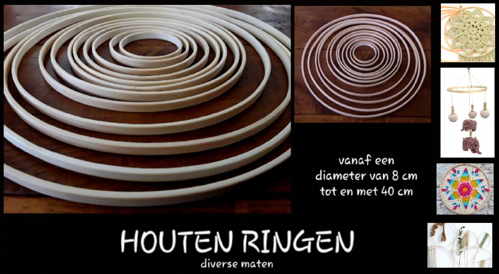 Grote houten ringen (8 cm tm 40 cm), Hobby en Vrije tijd, Ophalen of Verzenden, Nieuw, Natuurlijk materiaal, Knutselmateriaal