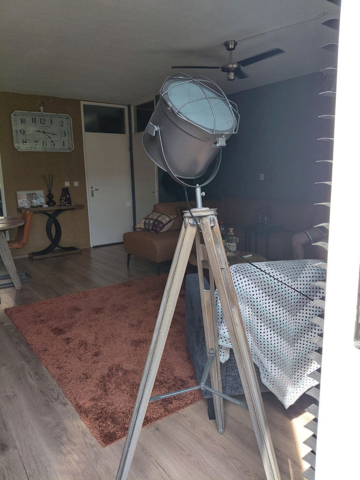 Rustieke Vloerlamp met Houten Statief - Studio Stijl, Ophalen, Gebruikt, 100 tot 150 cm, Rustiek, Industrieel, Landelijk