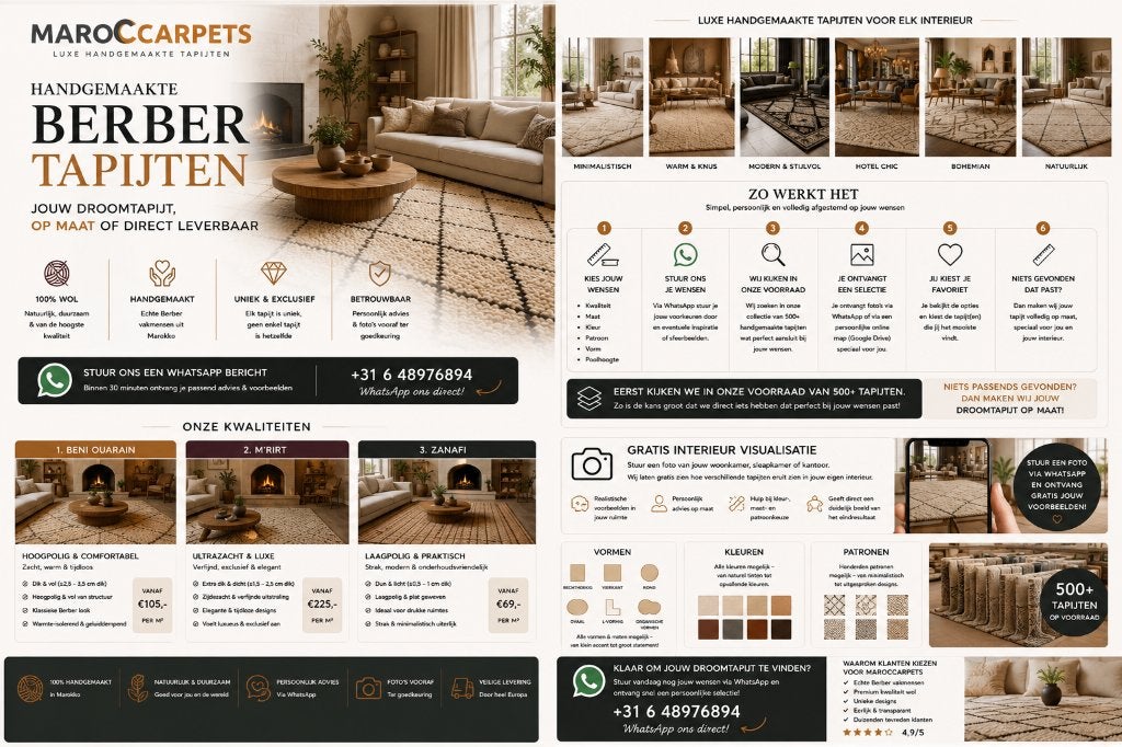 Luxe Marokkaanse Tapijten – Eigen Maat & Kleur Mogelijk, Ophalen of Verzenden, Boho, berber, wol, handgemaakt, 200 cm of meer