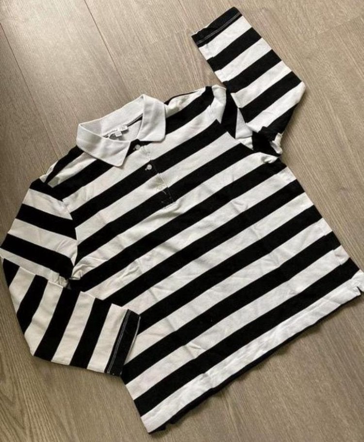 SUBDUED Mooie zwart wit streep polo lange mouw , one size, Kleding | Dames, Truien en Vesten, Maat 38/40 (M), Zwart, Ophalen of Verzenden