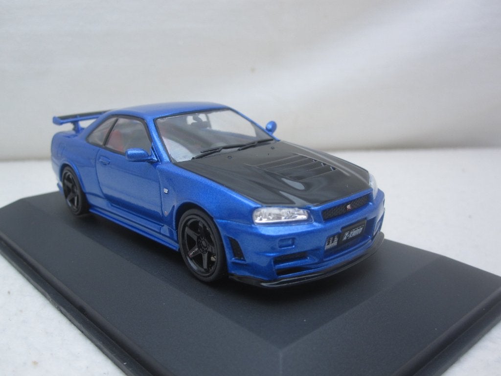 Nissan Skyline R34 GTR Z-tune 1999 Blauw 1:43 Solido, Hobby en Vrije tijd, Ophalen of Verzenden, Nieuw, Auto, Solido