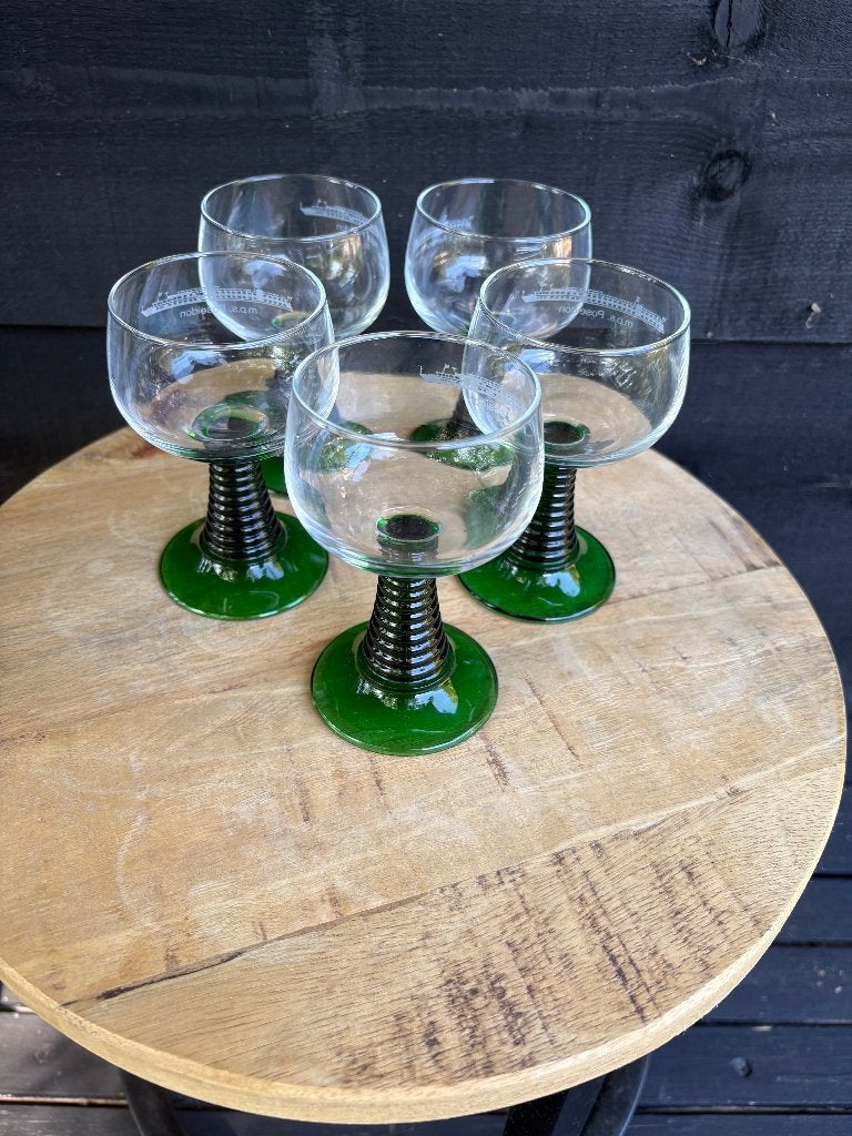 Vintage Luminarc Roemer Wijnglazen 5 stuks., Antiek en Kunst, Antiek | Glas en Kristal, Ophalen of Verzenden
