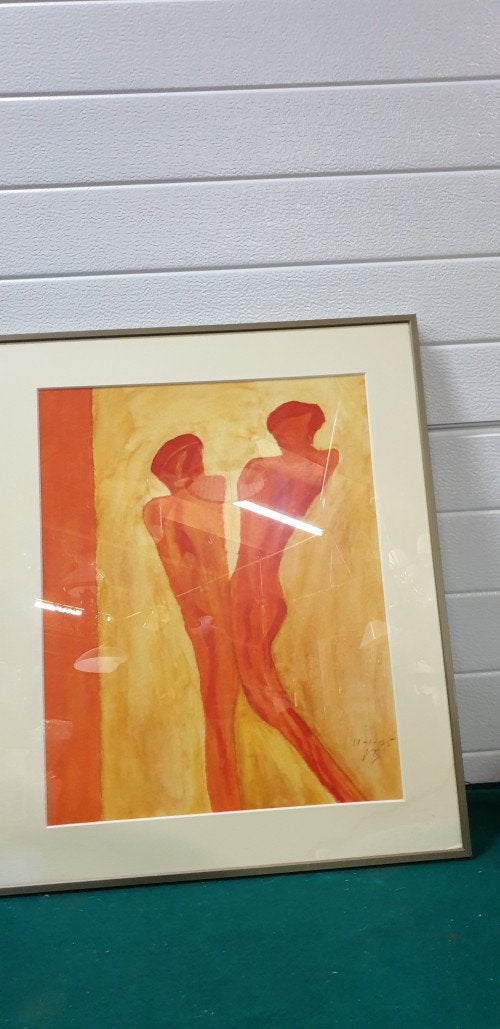 -	schilderij abstract mensen in lijst, Ophalen of Verzenden, 'T Olde Gre-j, Info@toldegrej.nl, Endepoelstraat 20f Didam
