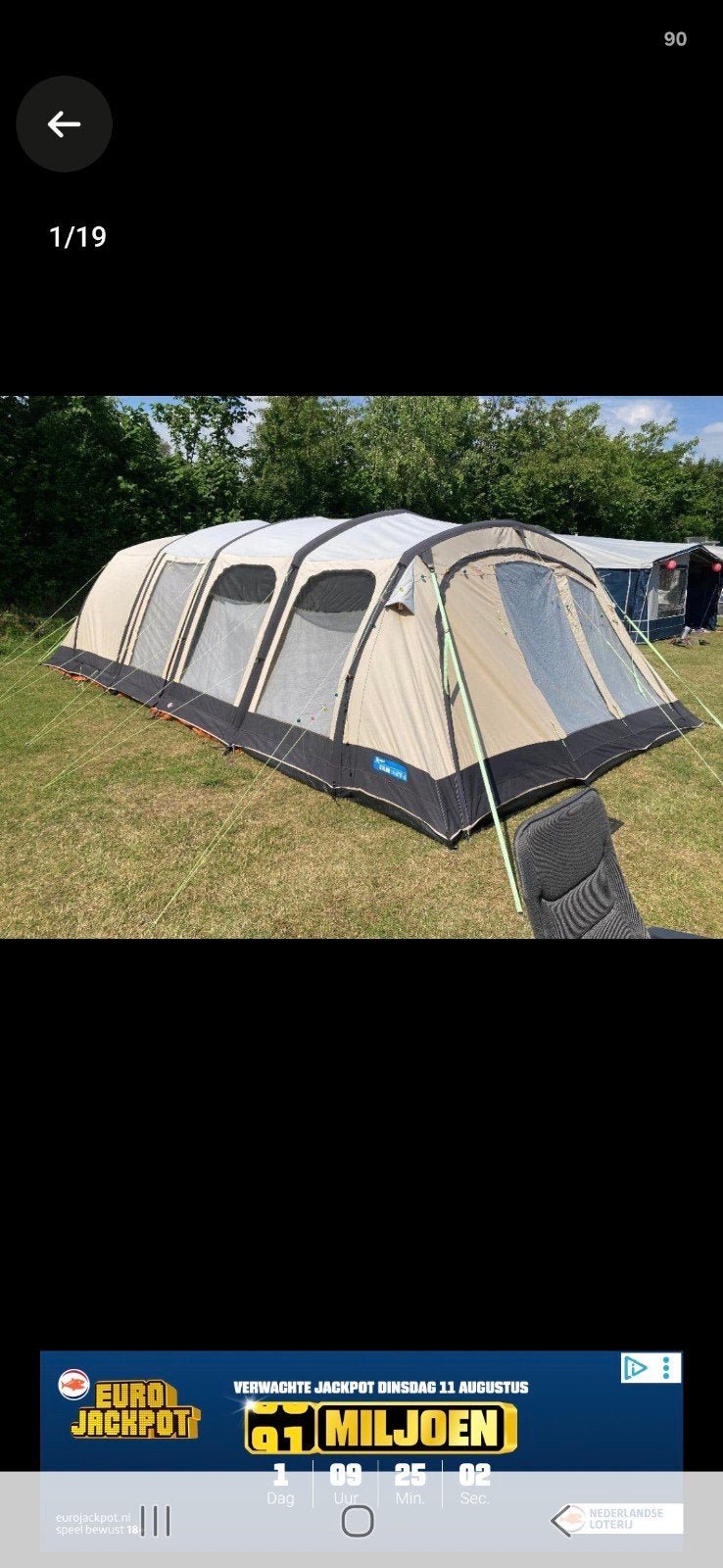Complete Gezinsset: Kampa Studland 8 Classic Air + Bagagewag, Caravans en Kamperen, Tenten, Ophalen
