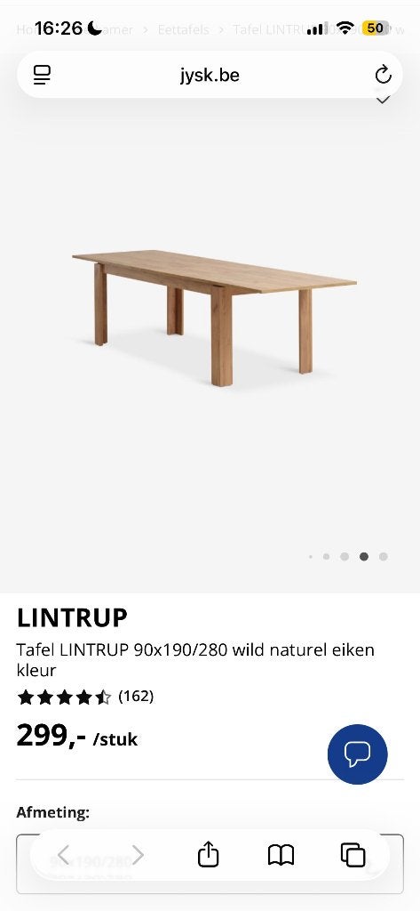 Foto 9 van NIEUW: uitschuifbare eettafel 190/280 cm