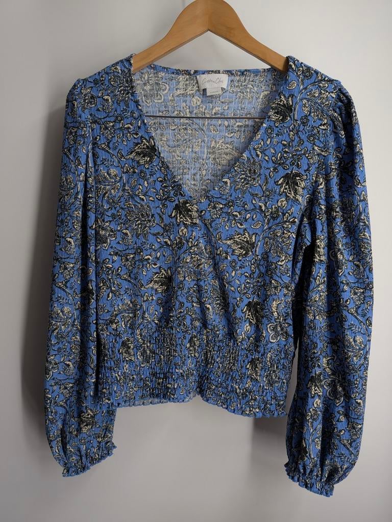 Cotton Club blouse maat L blauw met baroque print (2485*), Kleding | Dames, Blouses en Tunieken, Maat 38/40 (M), Cotton Club, Blauw