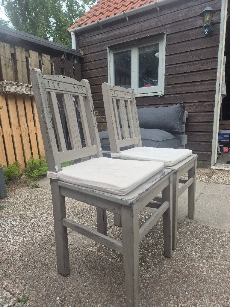 Prachtige grijze houten stoelen 4 stuks, Ophalen, Gebruikt, Vier, Grijs
