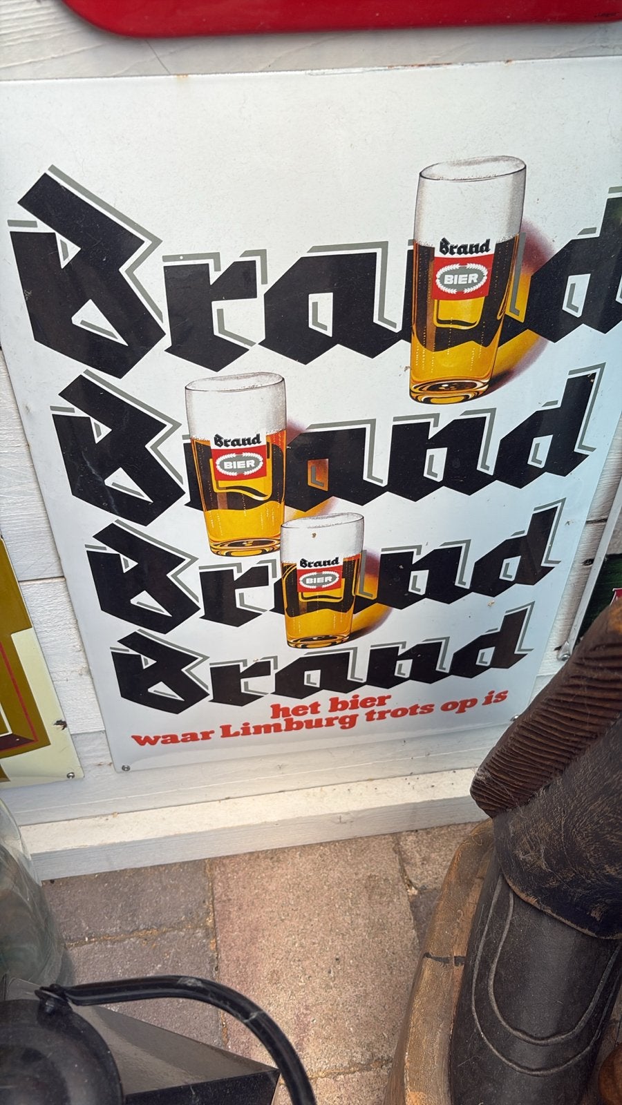 Emaille bord Brand Bier  - 'Het bier waar Limburg trot, Ophalen of Verzenden, Gebruikt, Reclamebord