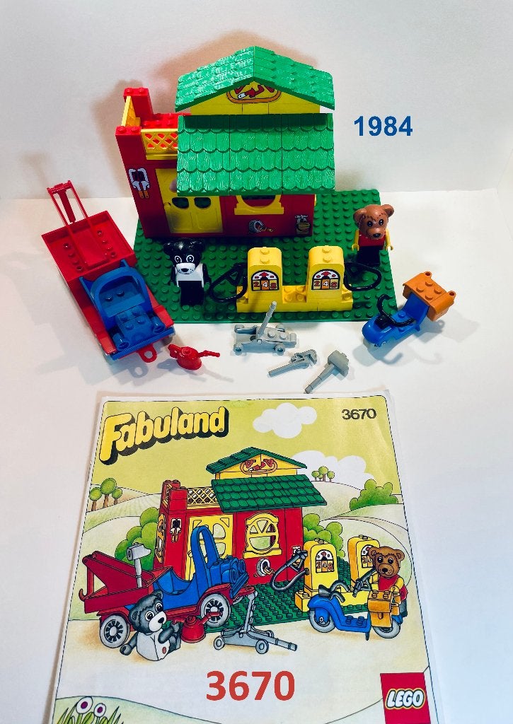 Lego Fabuland 3670 Service Station met boekje, Overige thema's, Lego, Ophalen of Verzenden, Zo goed als nieuw
