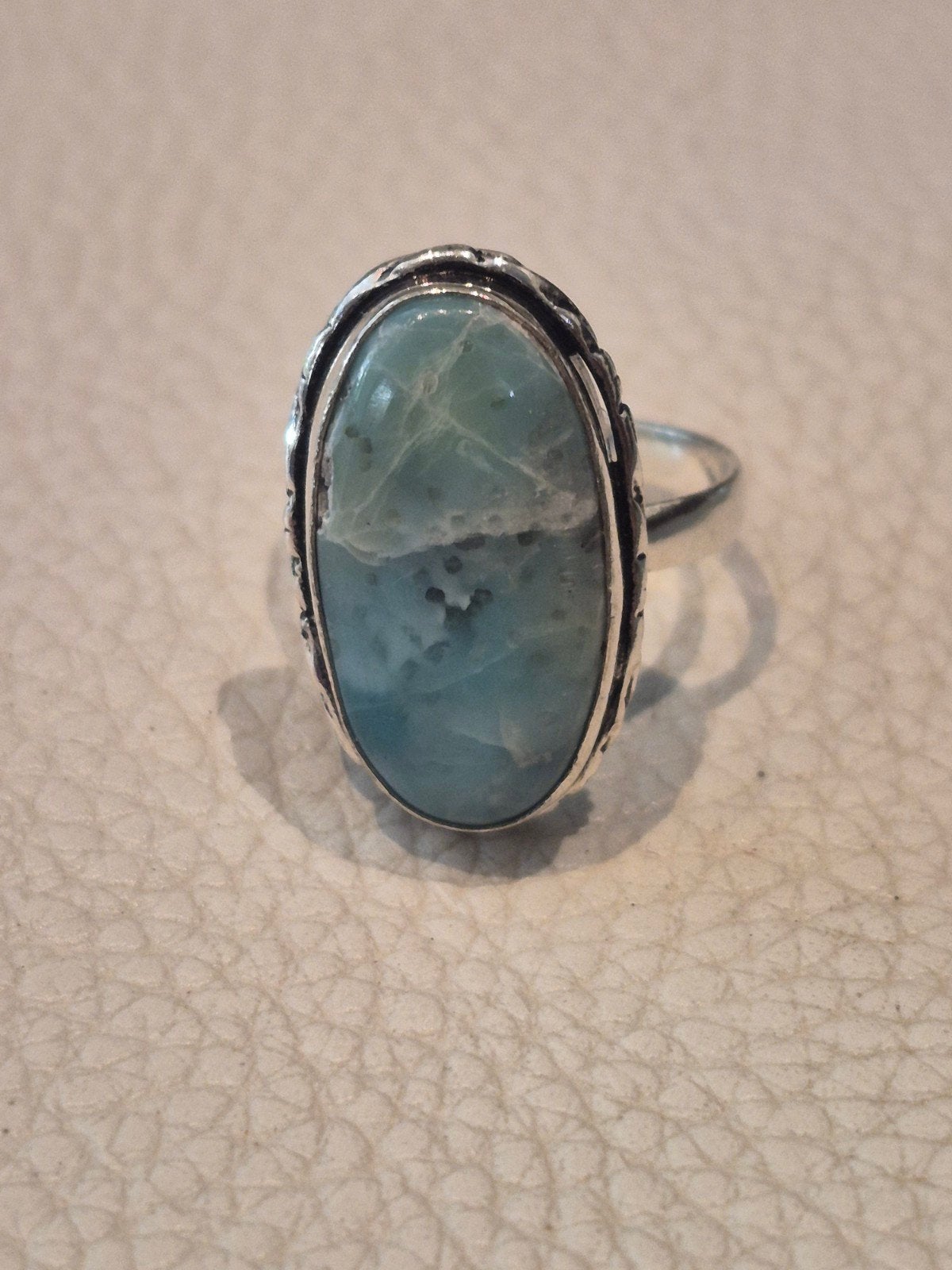 Nieuwe Zilveren 925 Ring natuurlijke grote Larimar maat 18, Nieuw, Ophalen of Verzenden, 17 tot 18, Met edelsteen