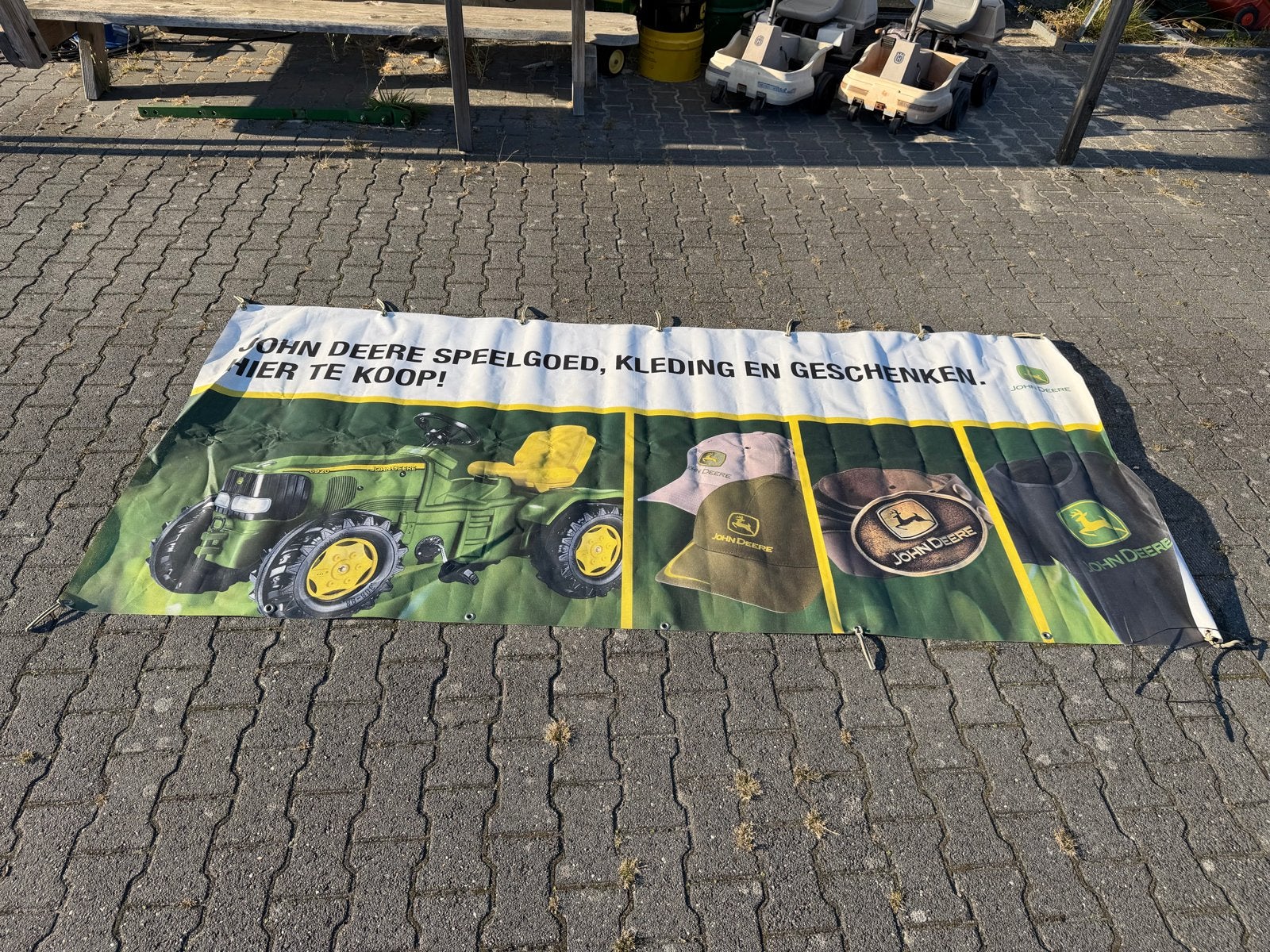 Originele John Deere banner - 4x1,5 meter, Ophalen of Verzenden, Gebruikt, Reclamebord