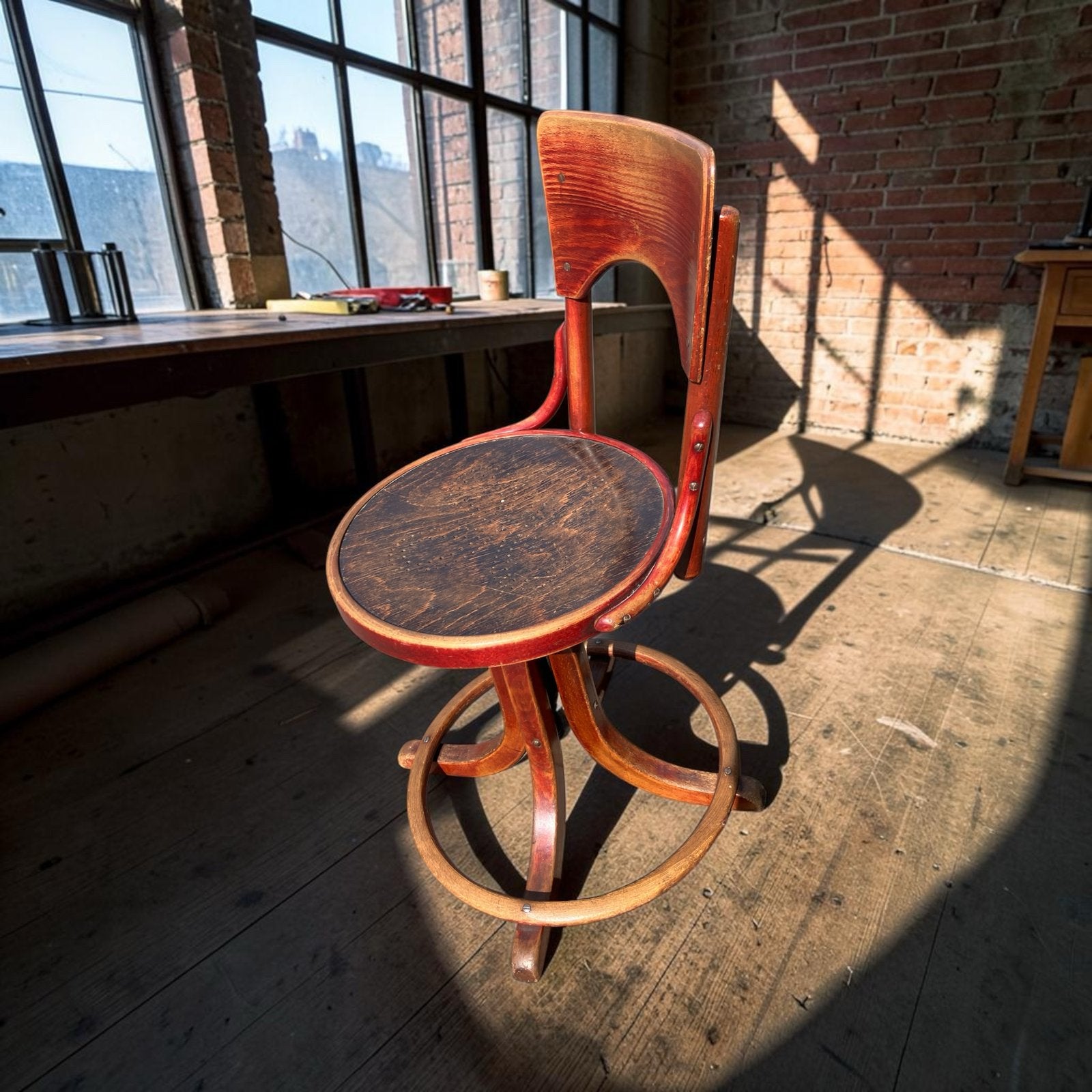 Zeldzame Thonet kantoorstoel, verstelbaar en draaibaar, Ophalen