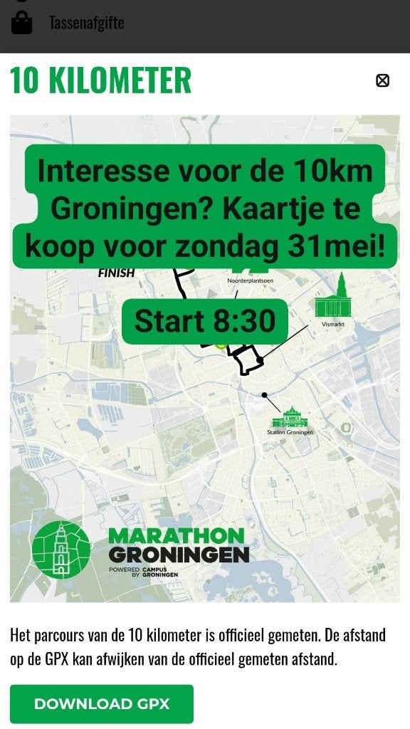 Groningen 10km lopen, Sport en Fitness, Loopsport en Atletiek, Ophalen, Nieuw, Overige typen, Overige merken