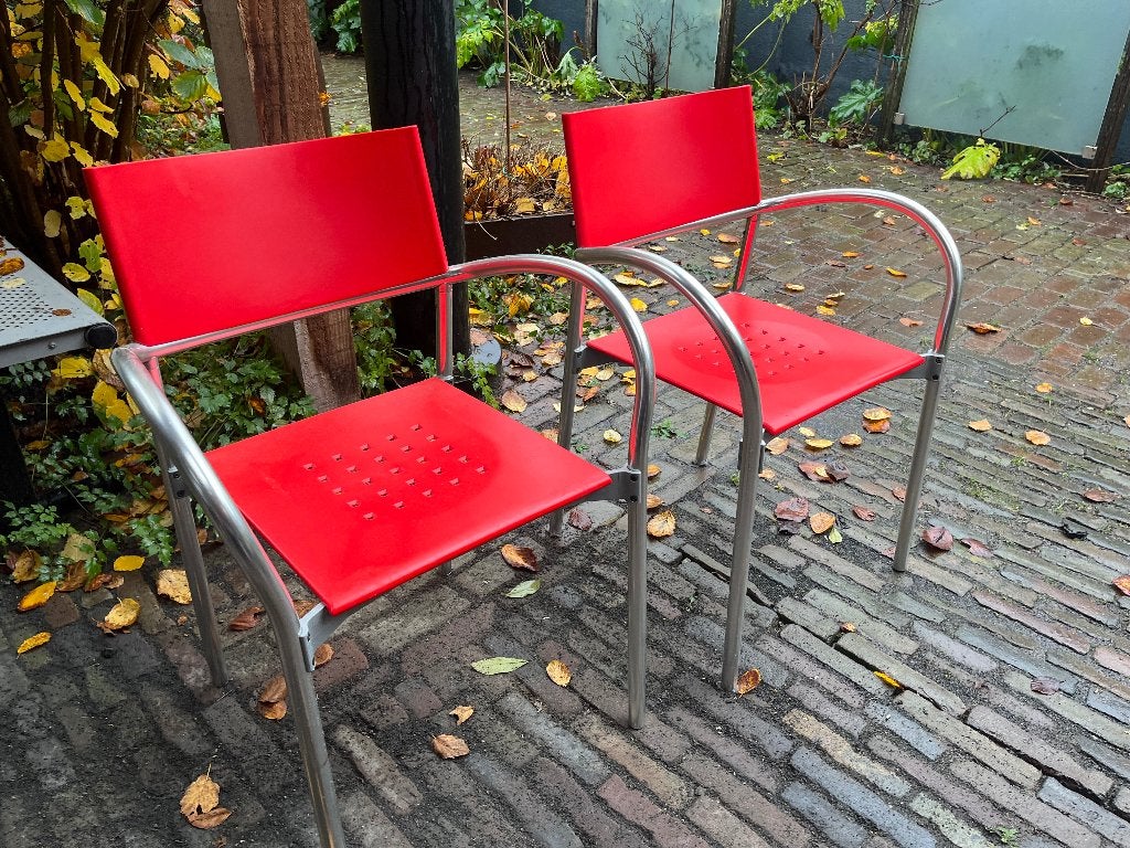 4x Segis Breeze terrasstoel stapelstoel Italiaans, Ophalen, Gebruikt, Vier, Metaal