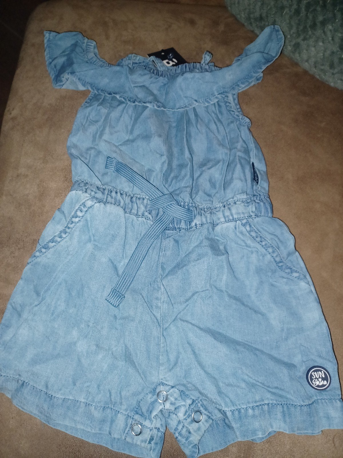 Nieuwe Babyset: Shirt met Stippen & Denim Jumpsuit (Maat 86), Kinderen en Baby's, Ophalen of Verzenden