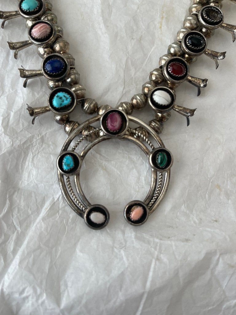 Navajo halsketting 925 Sterling zilver, Gebruikt, Overige kleuren, Ophalen of Verzenden, Met edelsteen