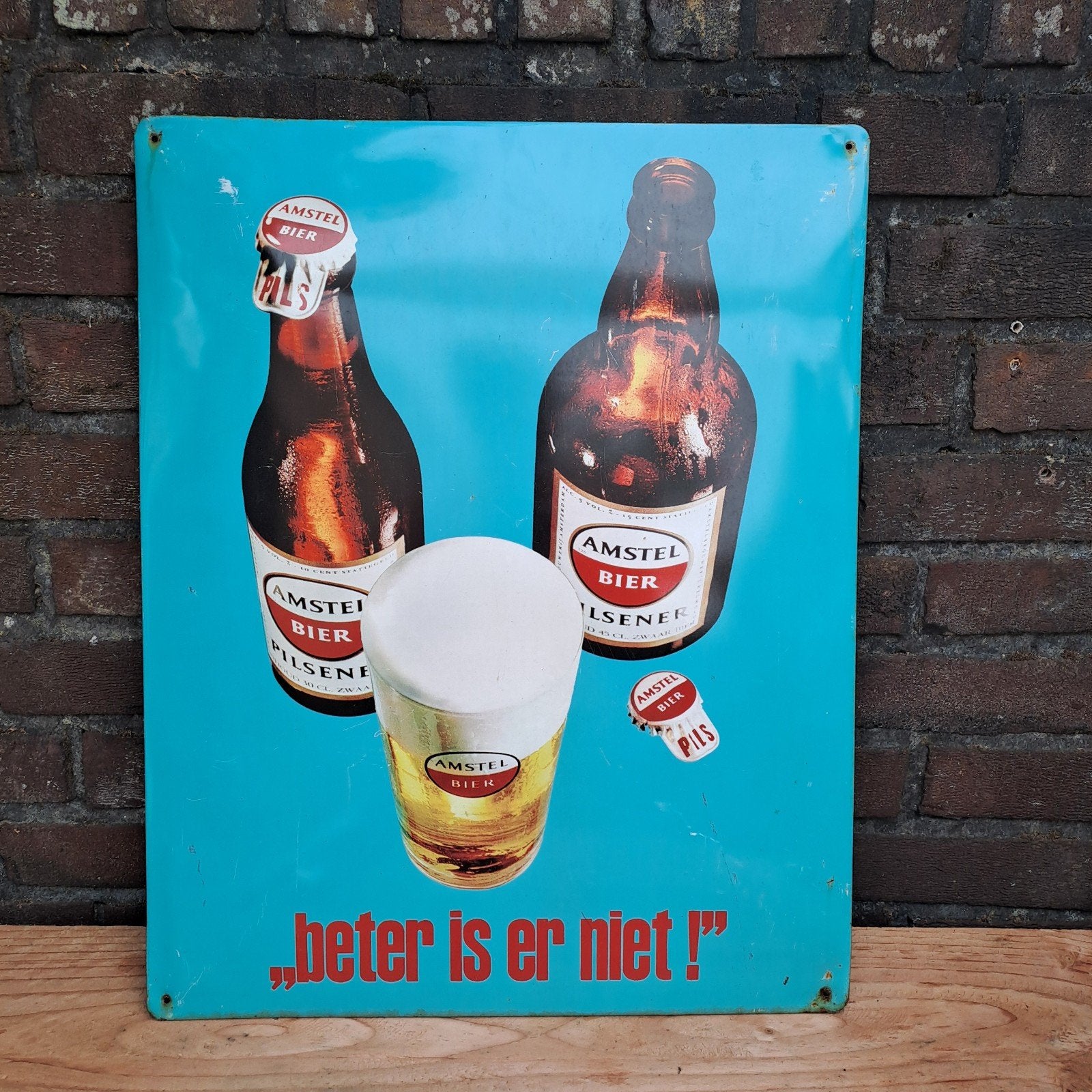 amstel bier blikken bord 49x39cm, Ophalen of Verzenden, Reclamebord