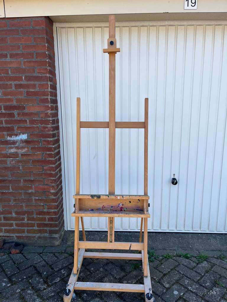 Schildersezel op wielen hoogte verstelbaar, Hobby en Vrije tijd, Schilderen, Ophalen, Zo goed als nieuw, Ezel