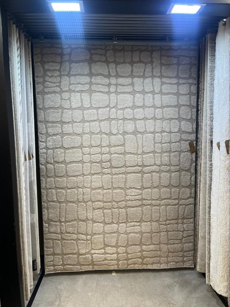 Vloerkleed zacht laagpolig met design 160x230cm beige