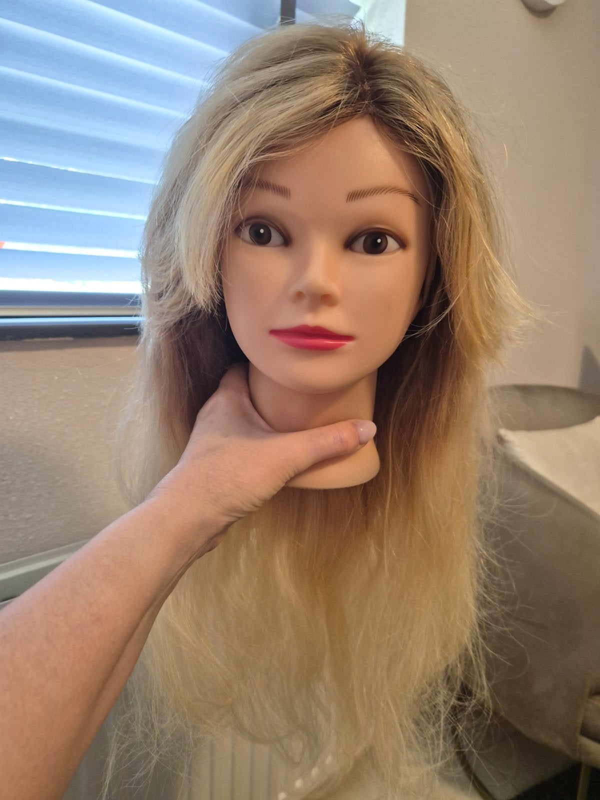 Lace wig ombre blond echt haar pruik haarwerk, Verzenden, Nieuw, Pruik of Haarverlenging