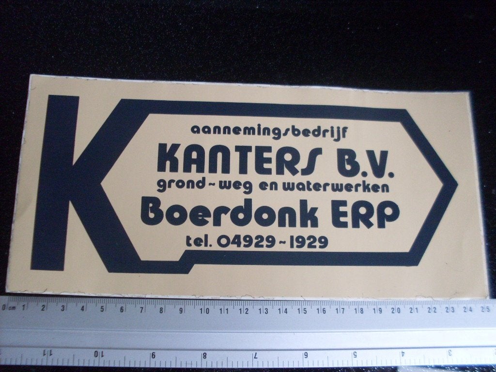 sticker aannemingsbedrijf Kanters boerdonk erp grond weg, Verzenden, Zo goed als nieuw, Bedrijf of Vereniging