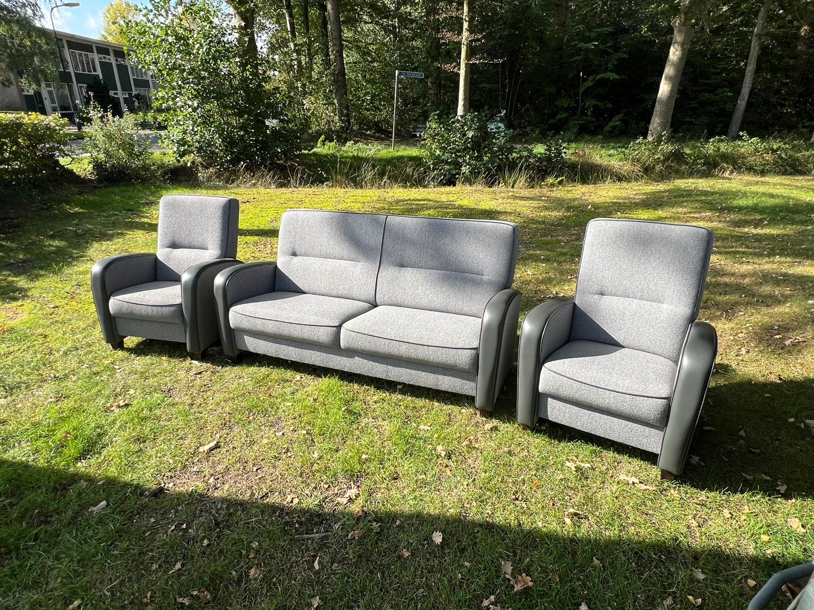 Te Koop : Bankstel Bank Twee Fauteuils Stof Setje Export, Ophalen, 150 tot 200 cm, Tweepersoons, 75 tot 100 cm