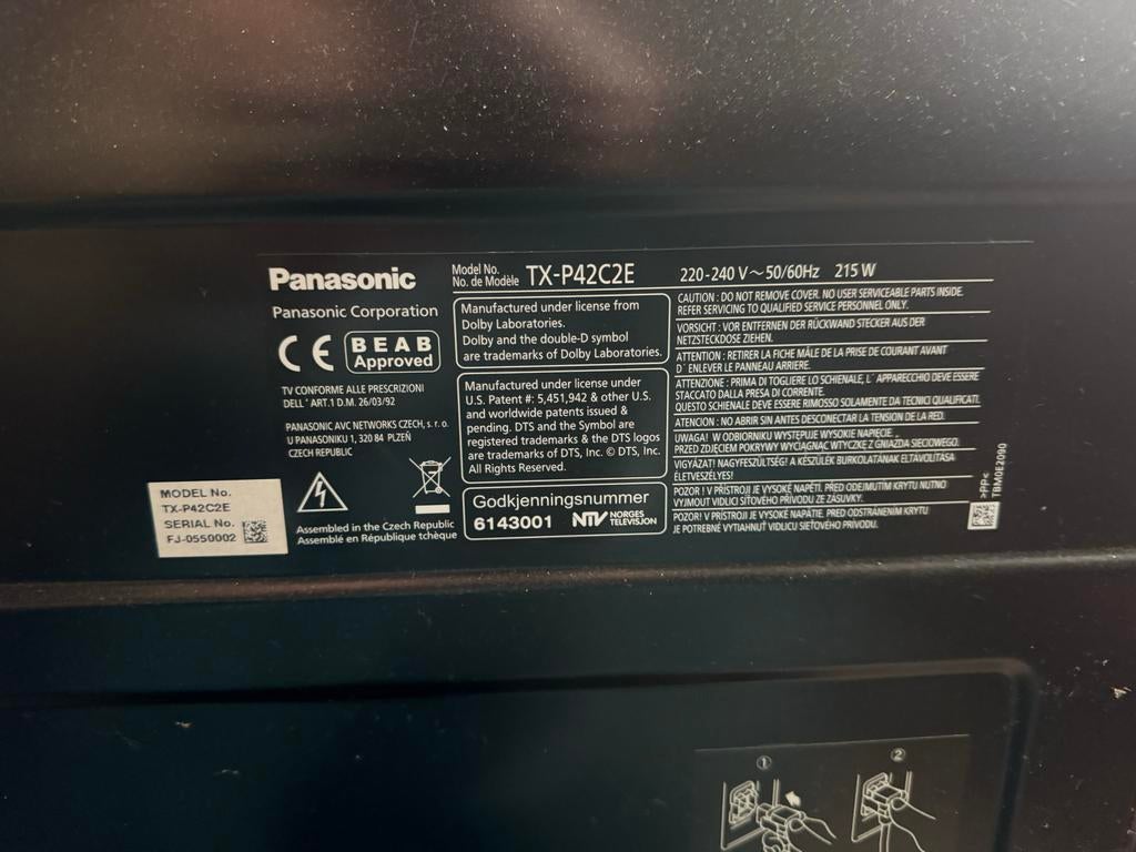 Panasonic TX-P42C2E Plasma TV - Goede Staat, Ophalen of Verzenden, Zo goed als nieuw
