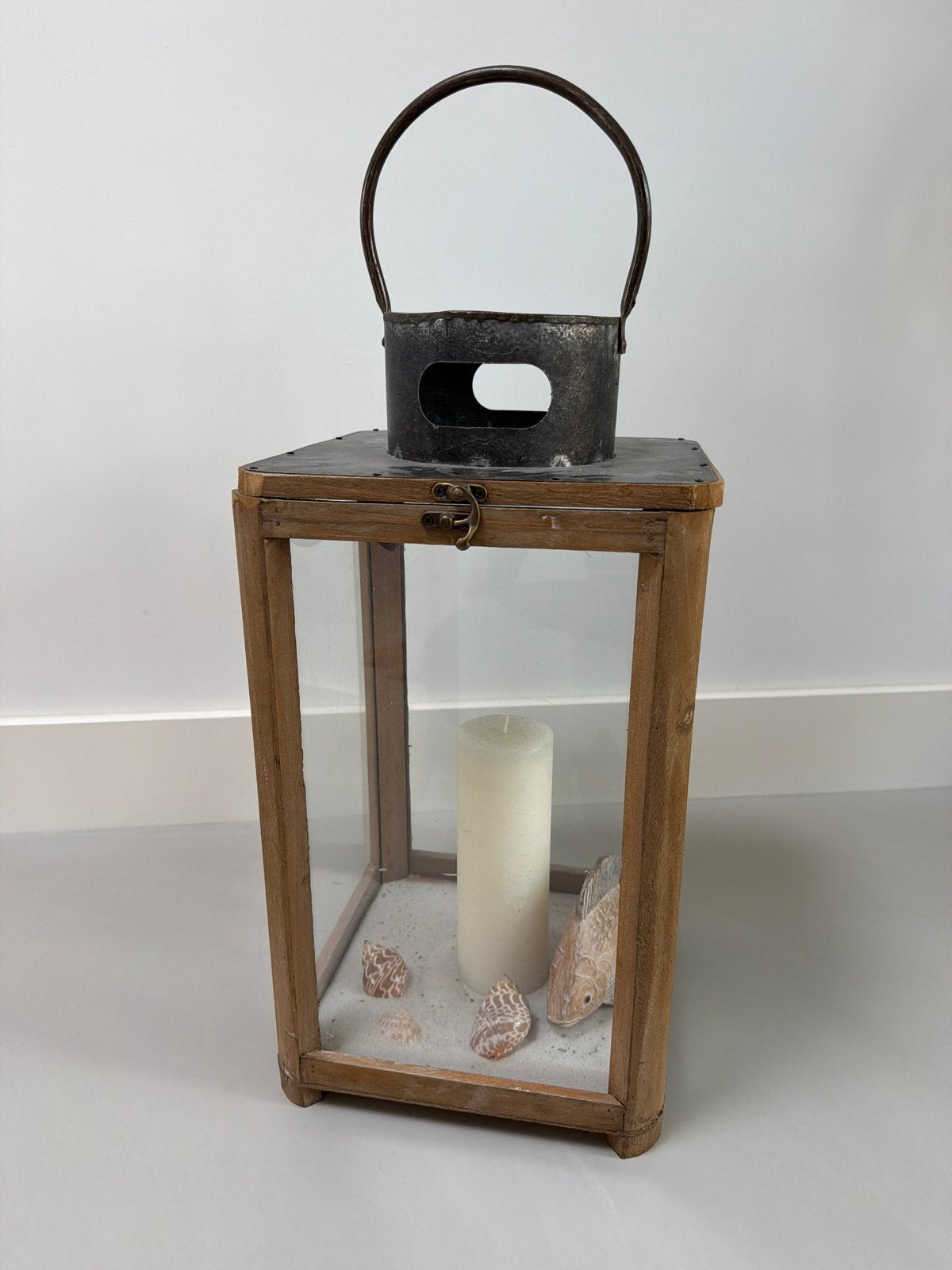 Houten Windlicht met Decoratie, Ophalen, Gebruikt, Kandelaar, Hout