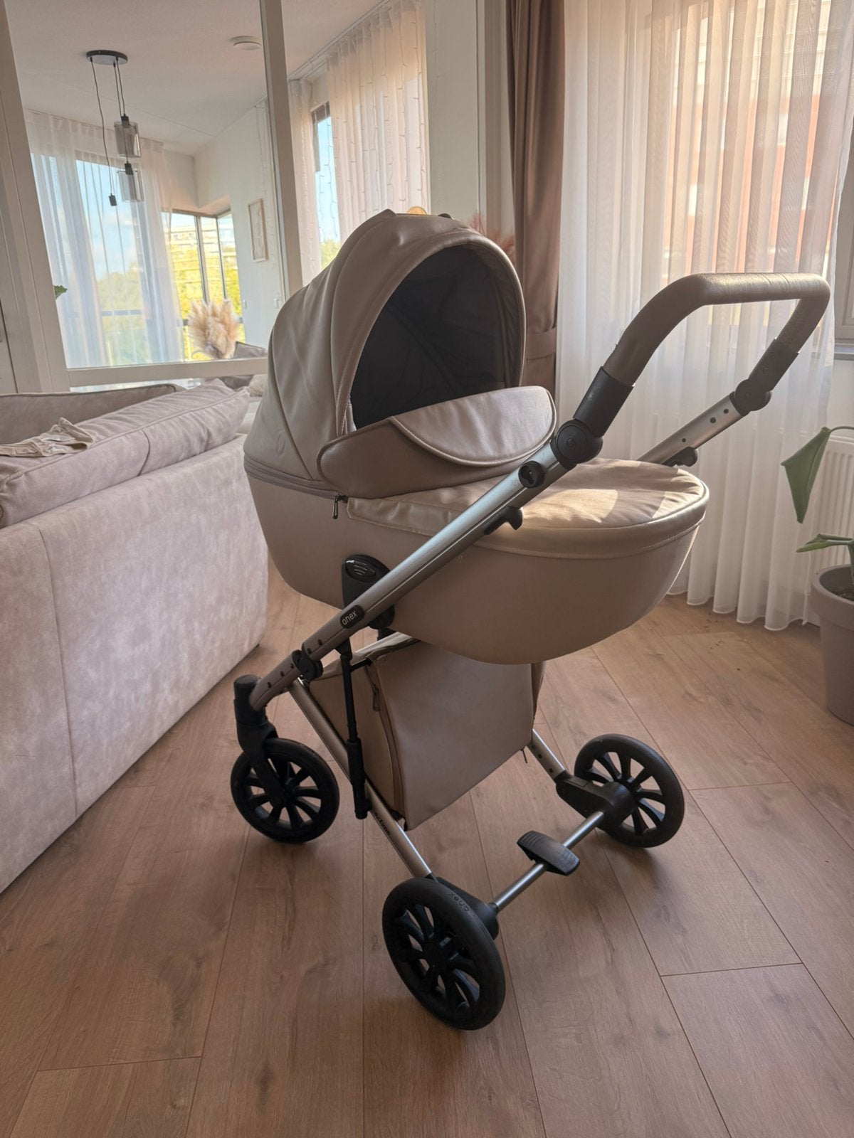 Anex M/type 2-in-1 kinderwagen beige/taupe – compleet, Gebruikt, Met reiswieg, Ophalen, Kinderwagen