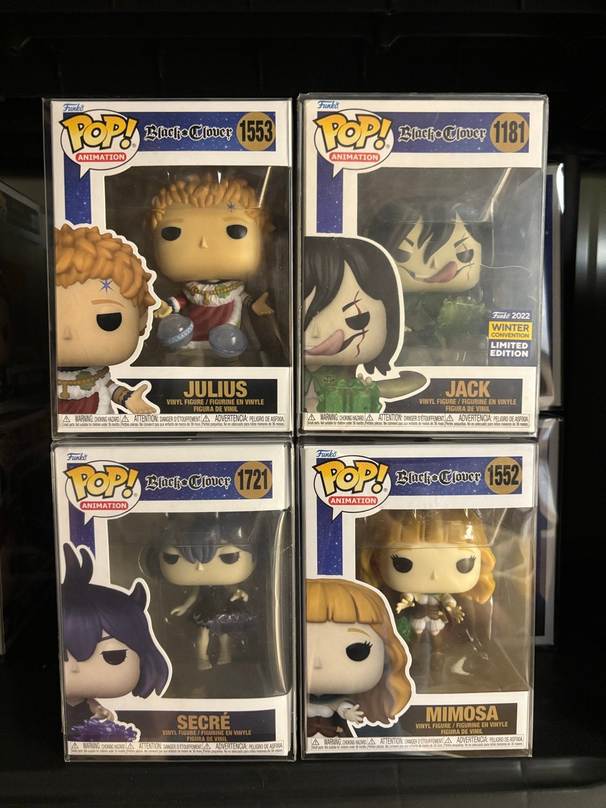 Funko Pop! Black Clover Set: Julius, Jack, Secré, Mimosa, Nieuw, Ophalen of Verzenden, 2802 Wetmore Avenue, Everett, WA 98201, USA