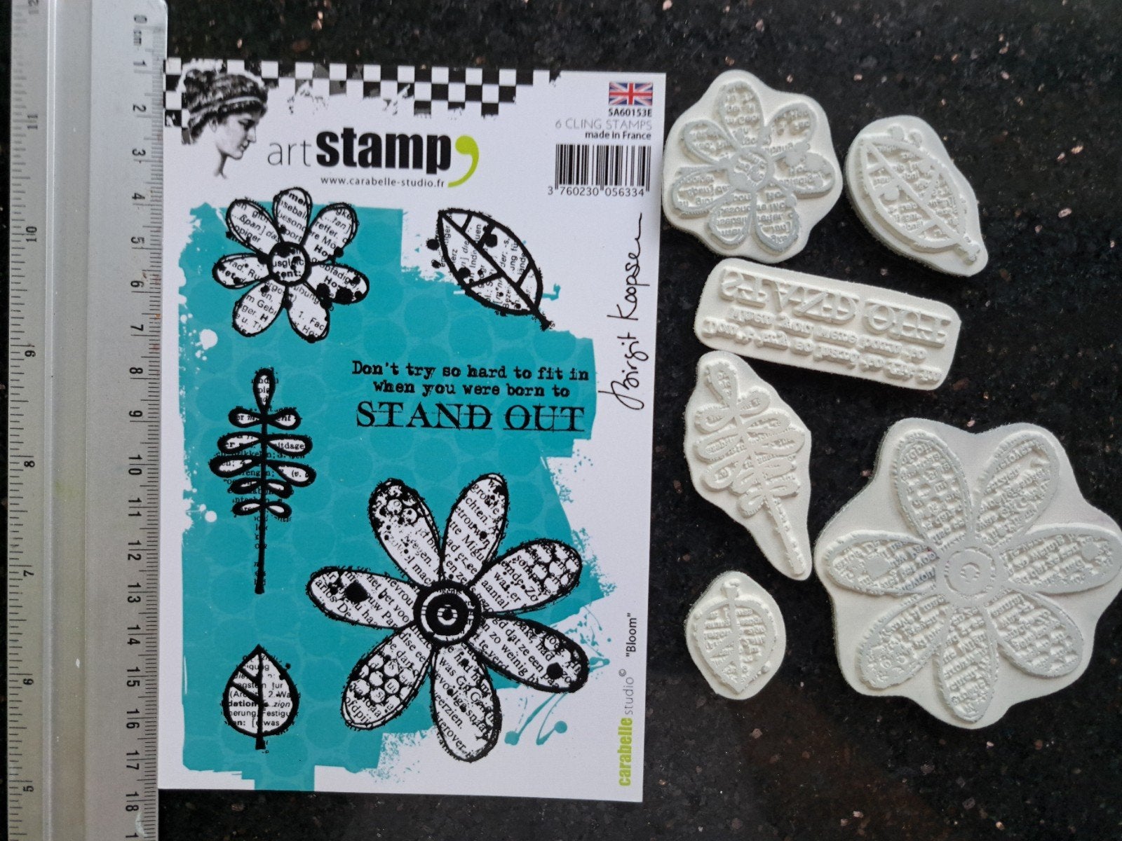 CARABELLE STUDIO RUBBER CLING STEMPEL BLOEMEN ART JOURNALING, Ophalen of Verzenden, Zo goed als nieuw, EZ-mounted stempel