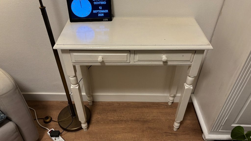 Sidetable wit met 2 lades, Ophalen, 50 tot 100 cm, Zo goed als nieuw, Landelijke