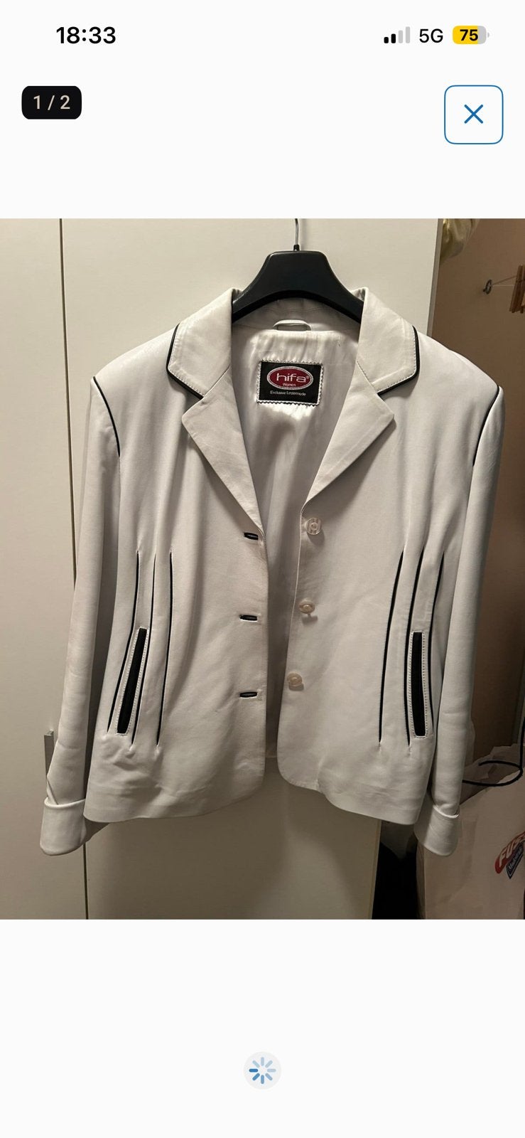 Wit leer dames jasje, Ophalen, Zo goed als nieuw, Maat 46/48 (XL) of groter, Wit