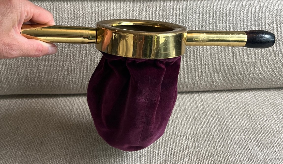Traditionele Klingelbeutel - Collectezak met Houten Handvatt, Ophalen of Verzenden
