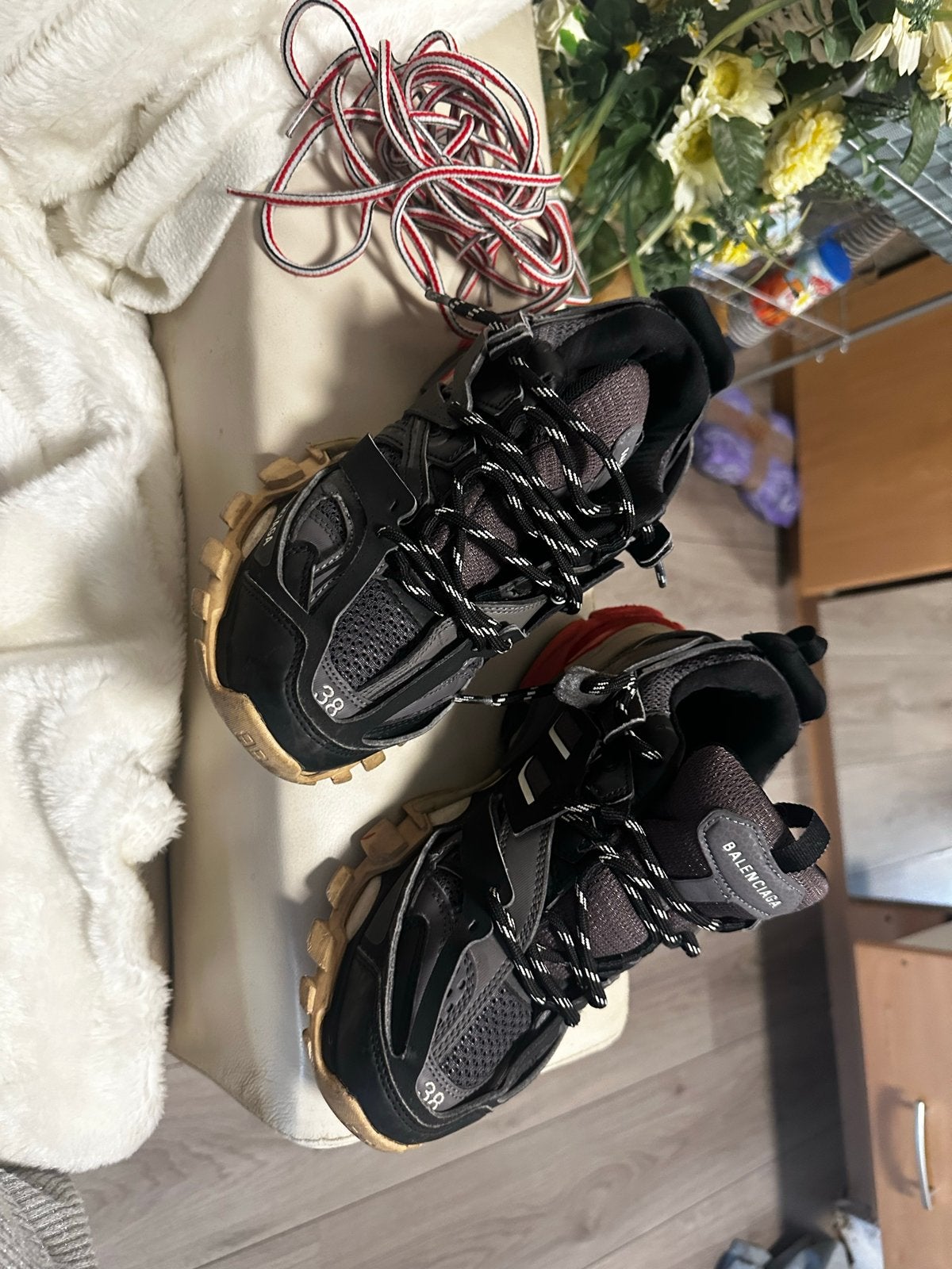 Balenciaga Track Sneakers Maat 38 - Zwart/Rood/Grijs, Kleding | Dames, Schoenen, Zwart, Ophalen of Verzenden, Sneakers of Gympen