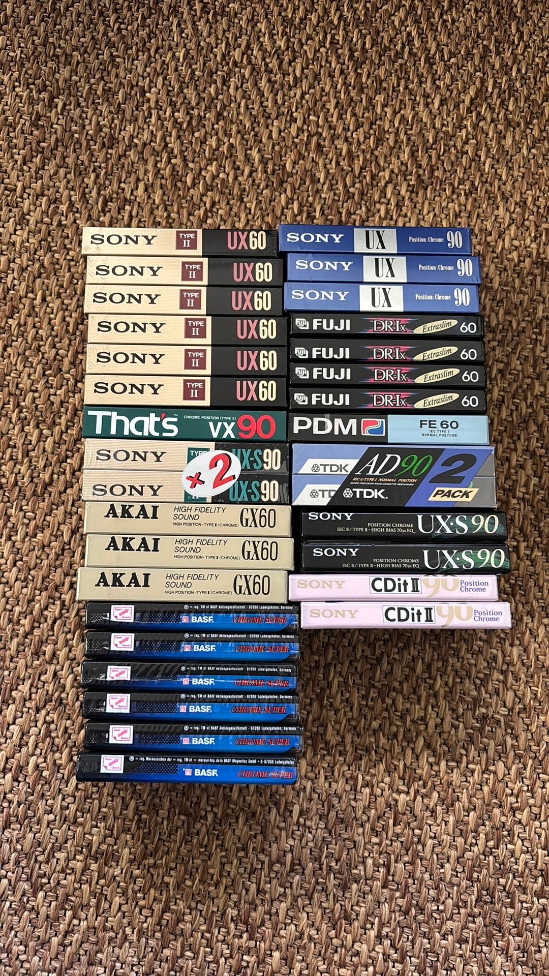 32 vintage cassettebandjes – Sony BASF TDK AKAI Fuji, Overige genres, Ophalen of Verzenden, Origineel, Nieuw in verpakking